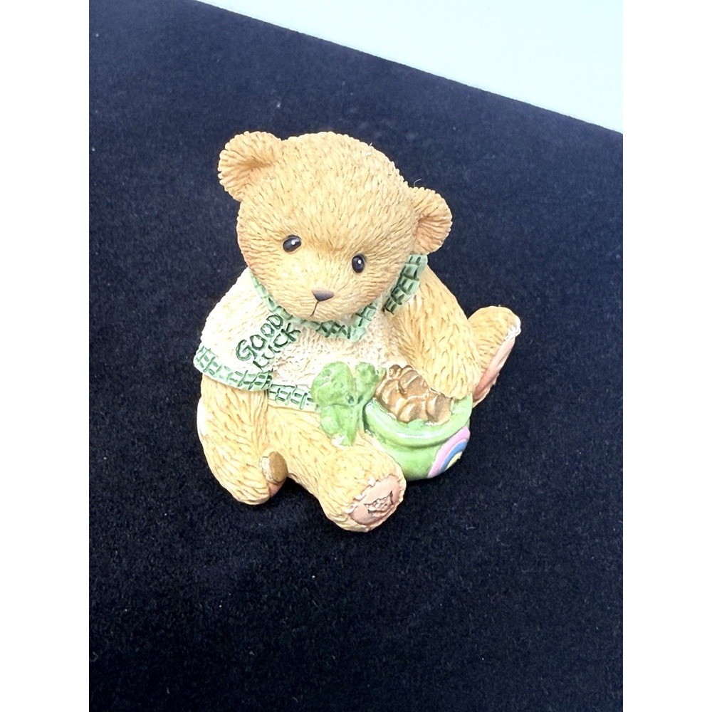 Cherished Teddies 1998 Irish Good Luck Lucky Charm bears mini figurines set of 2 - Picture 3 of 6